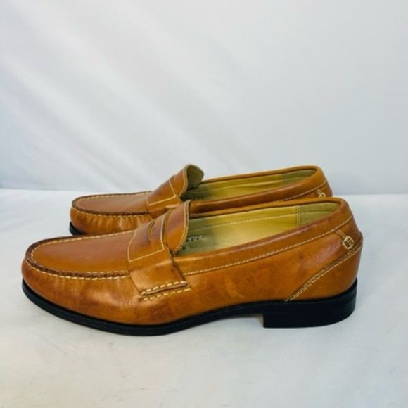 CHAPS RALPH LAUREN Men’s Penny Loafers Brown Leather Rubber Soles 10.5M shoes Ex - Picture 6 of 7